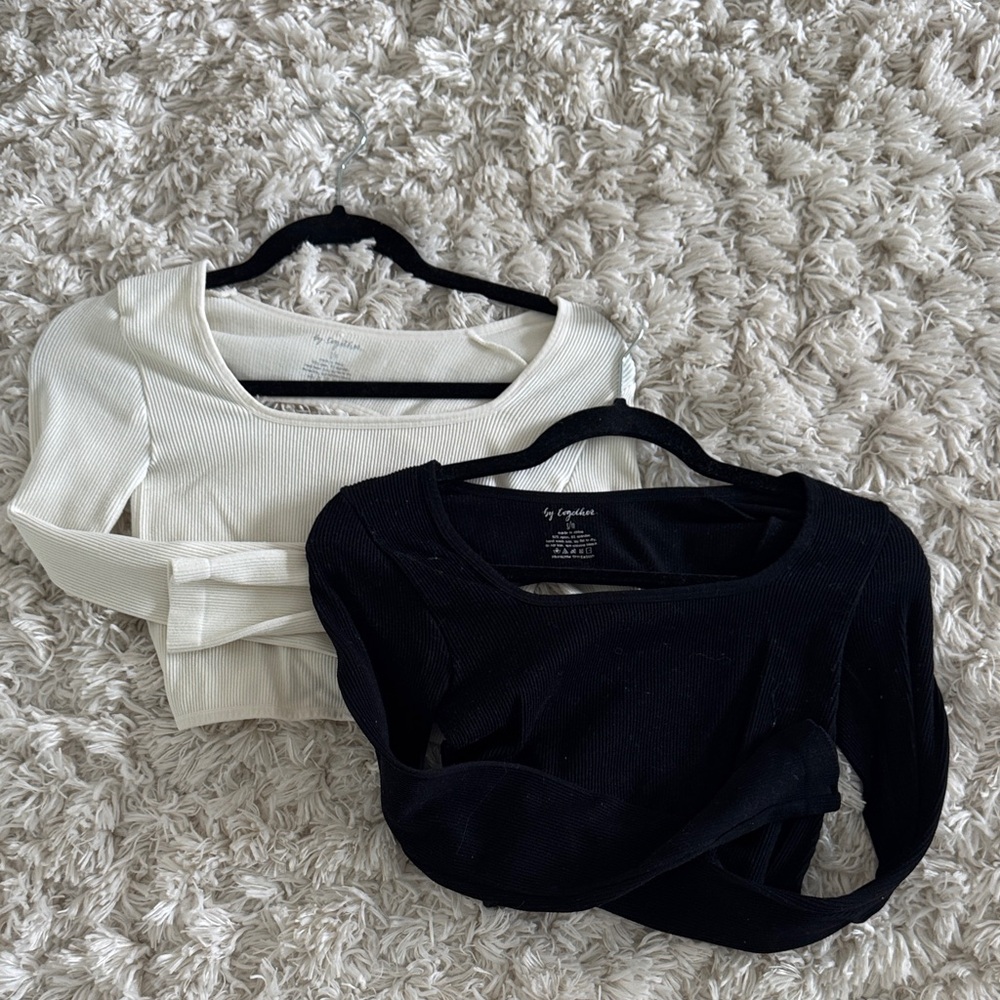 Black and White Open Back Long Sleeve Tops Bundle